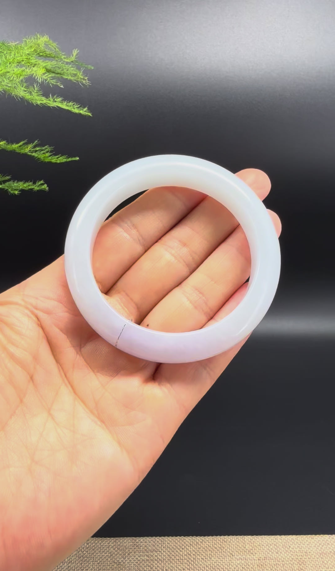 Load and play video in Gallery viewer, Genuine Burmese Lavender Green Jade Jadeite Bangle Bracelet ( 53.4mm )
