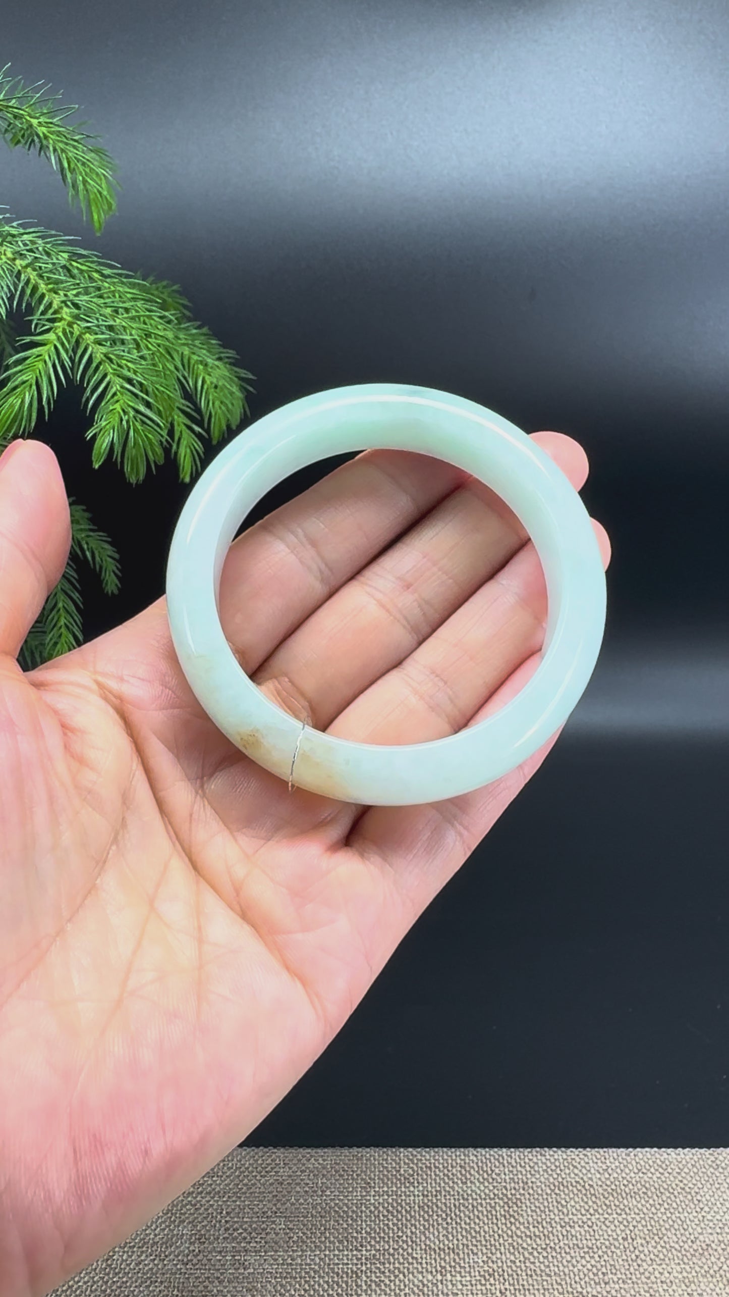 Genuine Burmese Light Green Jadeite Jade Bangle Bracelet (54.4mm)