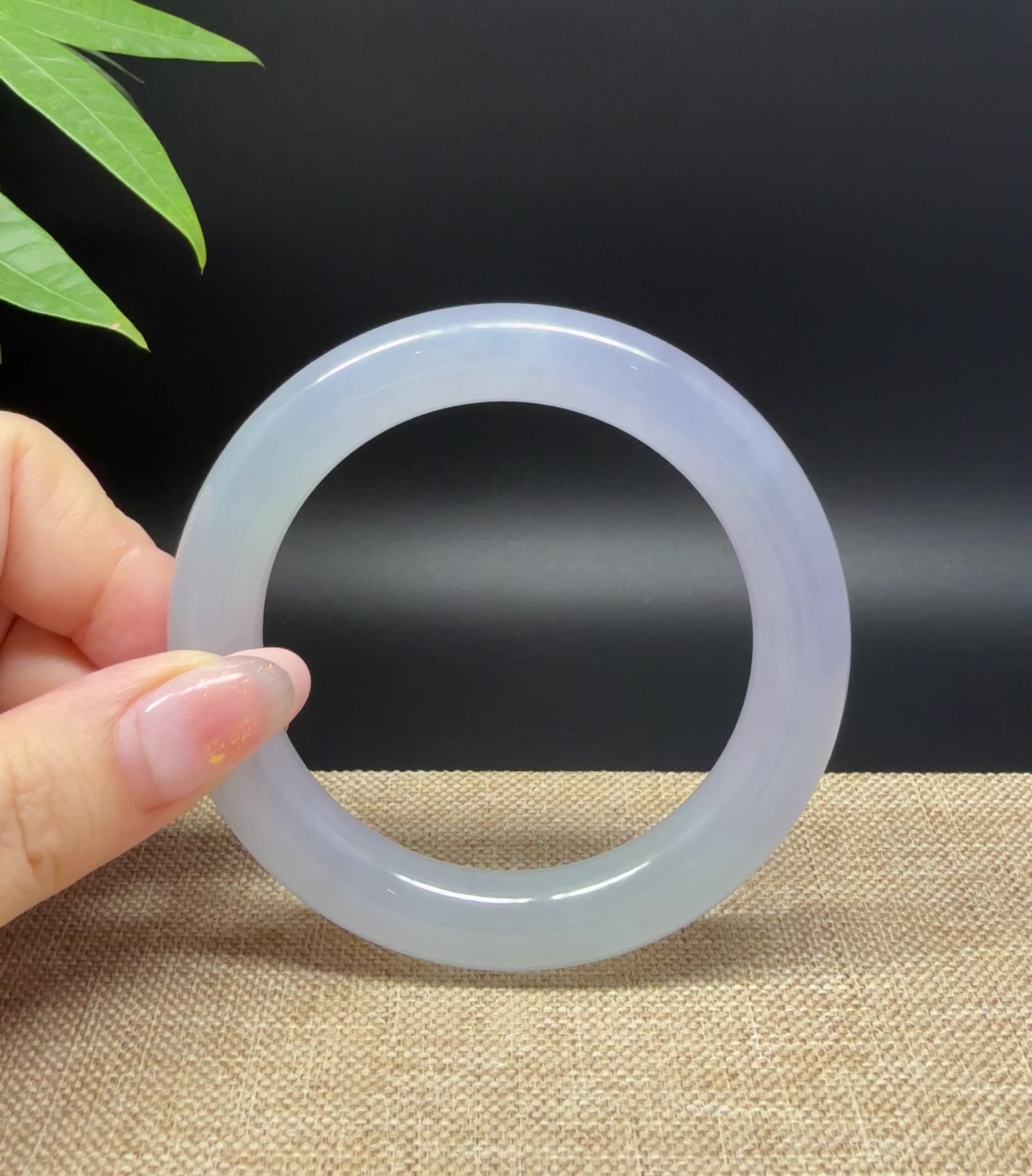 Load and play video in Gallery viewer, Genuine Burmese Icy Lavender Green Jade Jadeite Bangle Bracelet ( 56.7mm )
