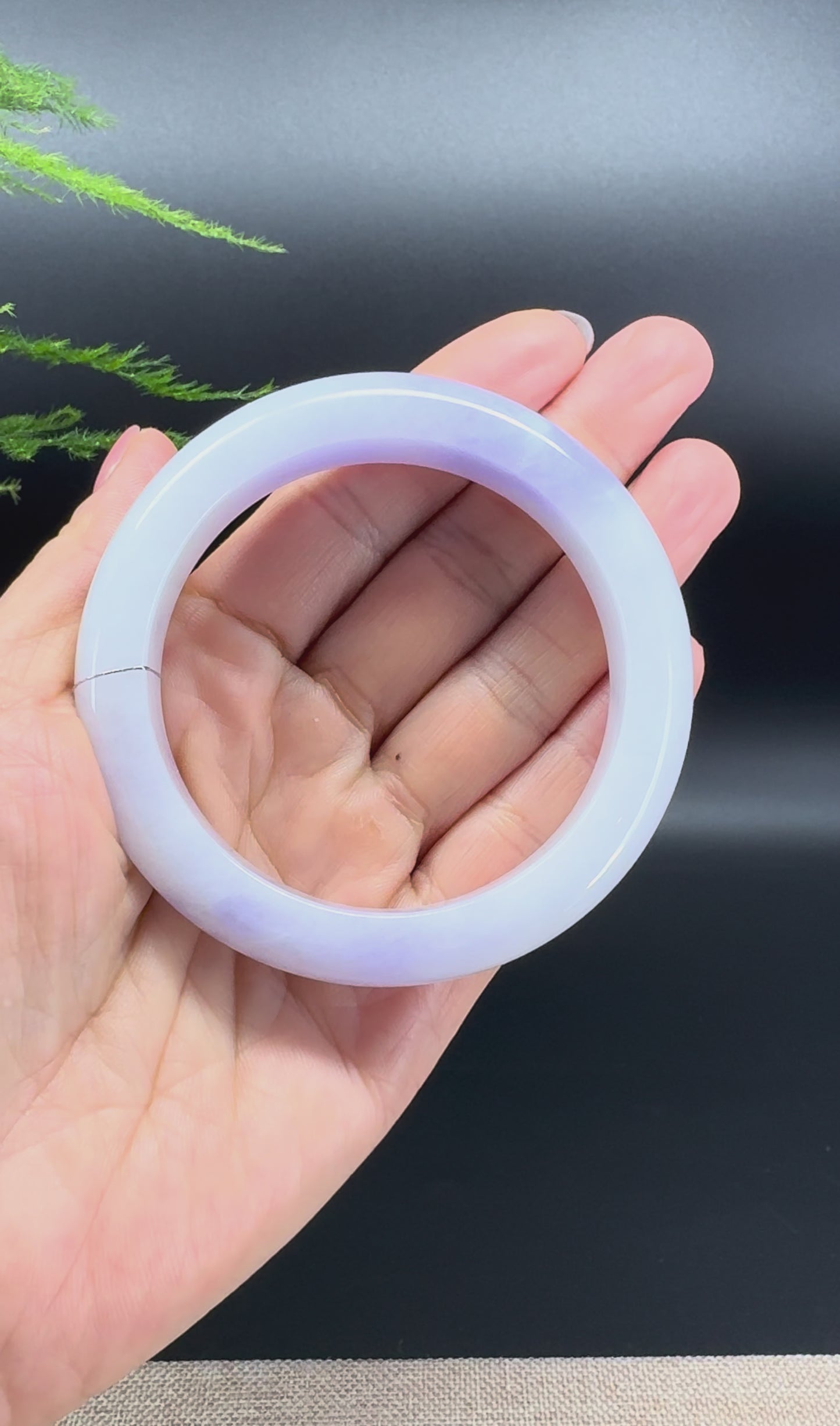 Load and play video in Gallery viewer, Genuine Burmese Lavender Green Jade Jadeite Bangle Bracelet (57.8mm)
