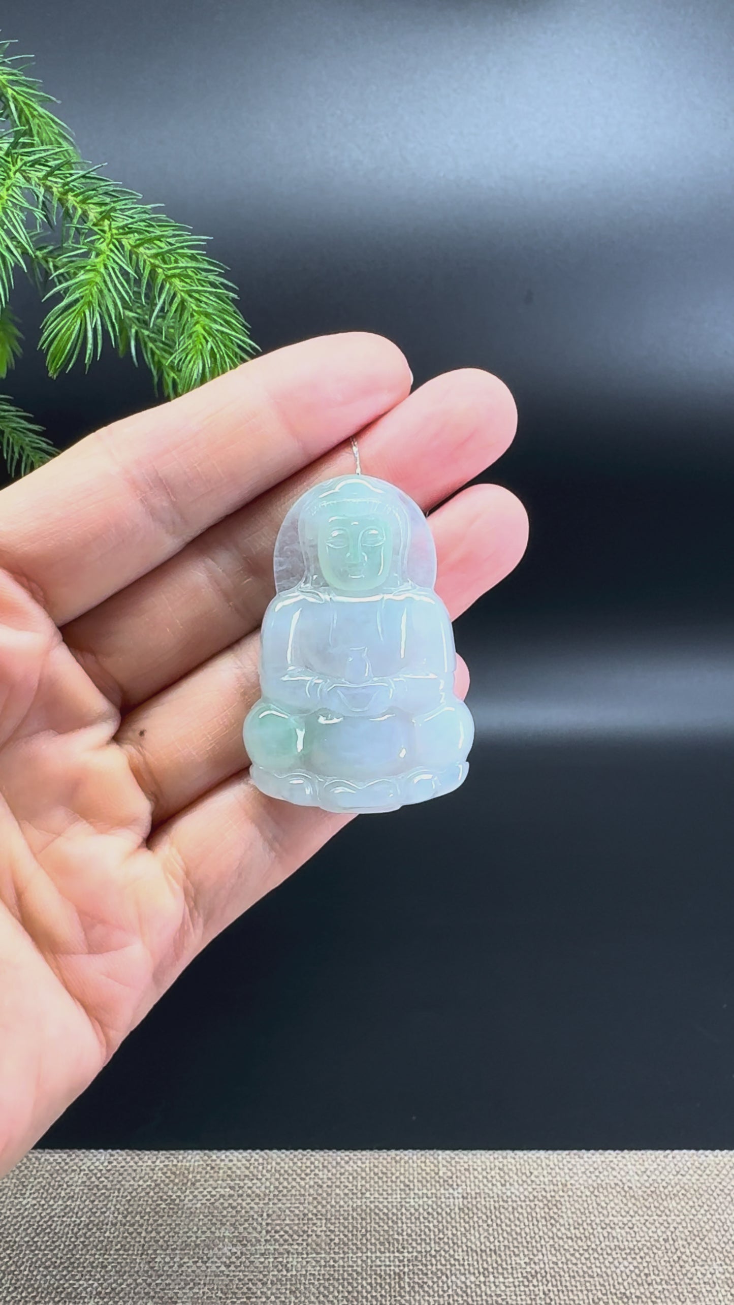 RealJade® Co. Genuine Burmese Icy Green Jadeite Jade Guanyin Pendant