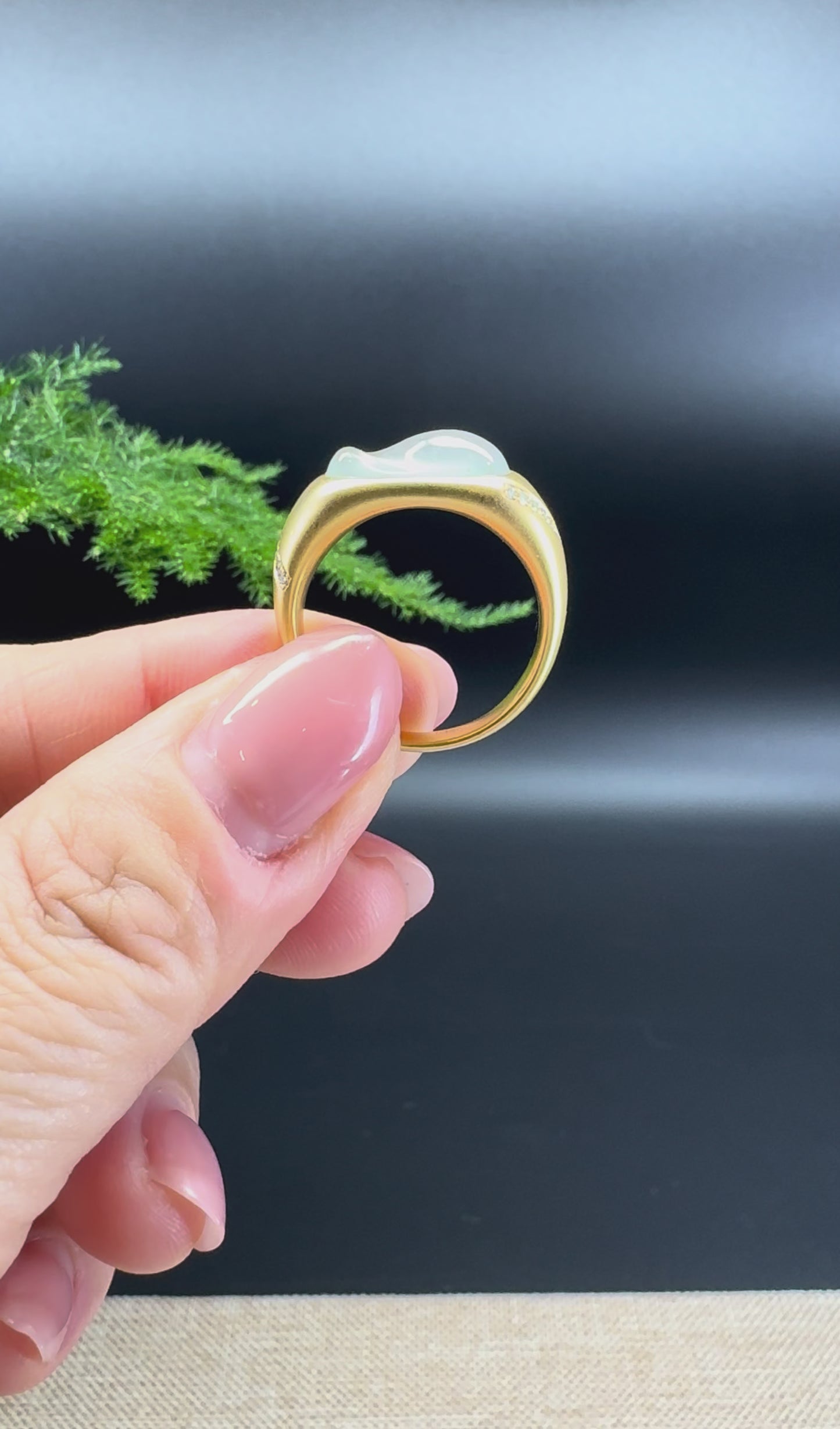 RealJade® 18K Yellow Gold Icy Jadeite Jade Ring