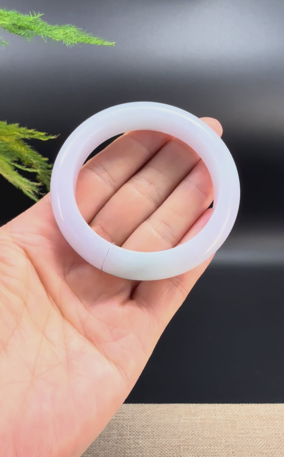Load and play video in Gallery viewer, Genuine Burmese Lavender Green Jade Jadeite Bangle Bracelet ( 53.4mm )
