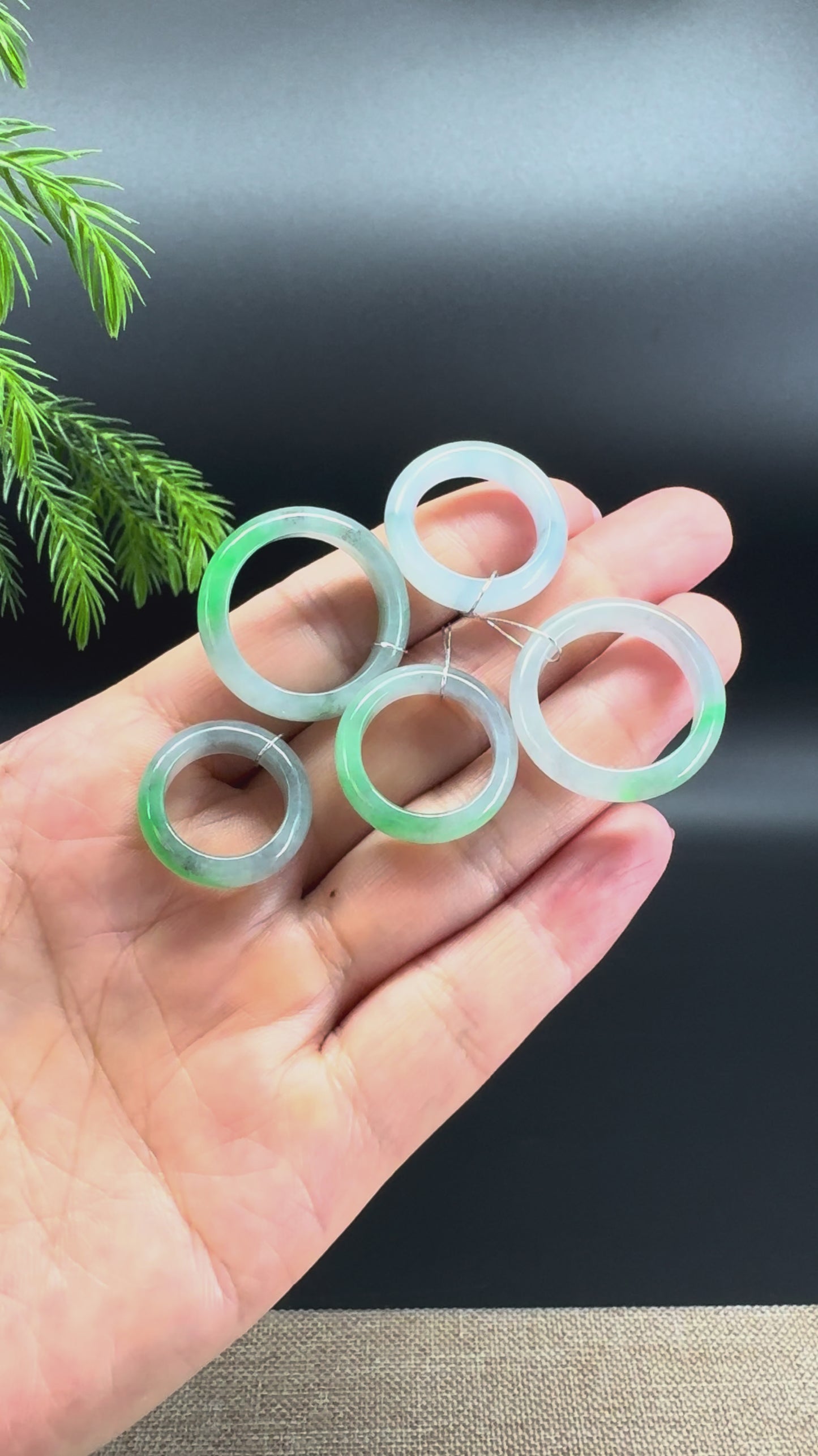 Load and play video in Gallery viewer, RealJade® Burmese Smoky Wuji &amp;amp; Green Traditional Jadeite Jade Ring
