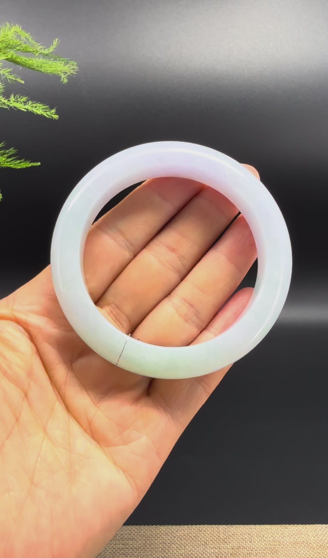 Load and play video in Gallery viewer, Genuine Burmese Lavender Green Jade Jadeite Bangle Bracelet ( 56.8mm )
