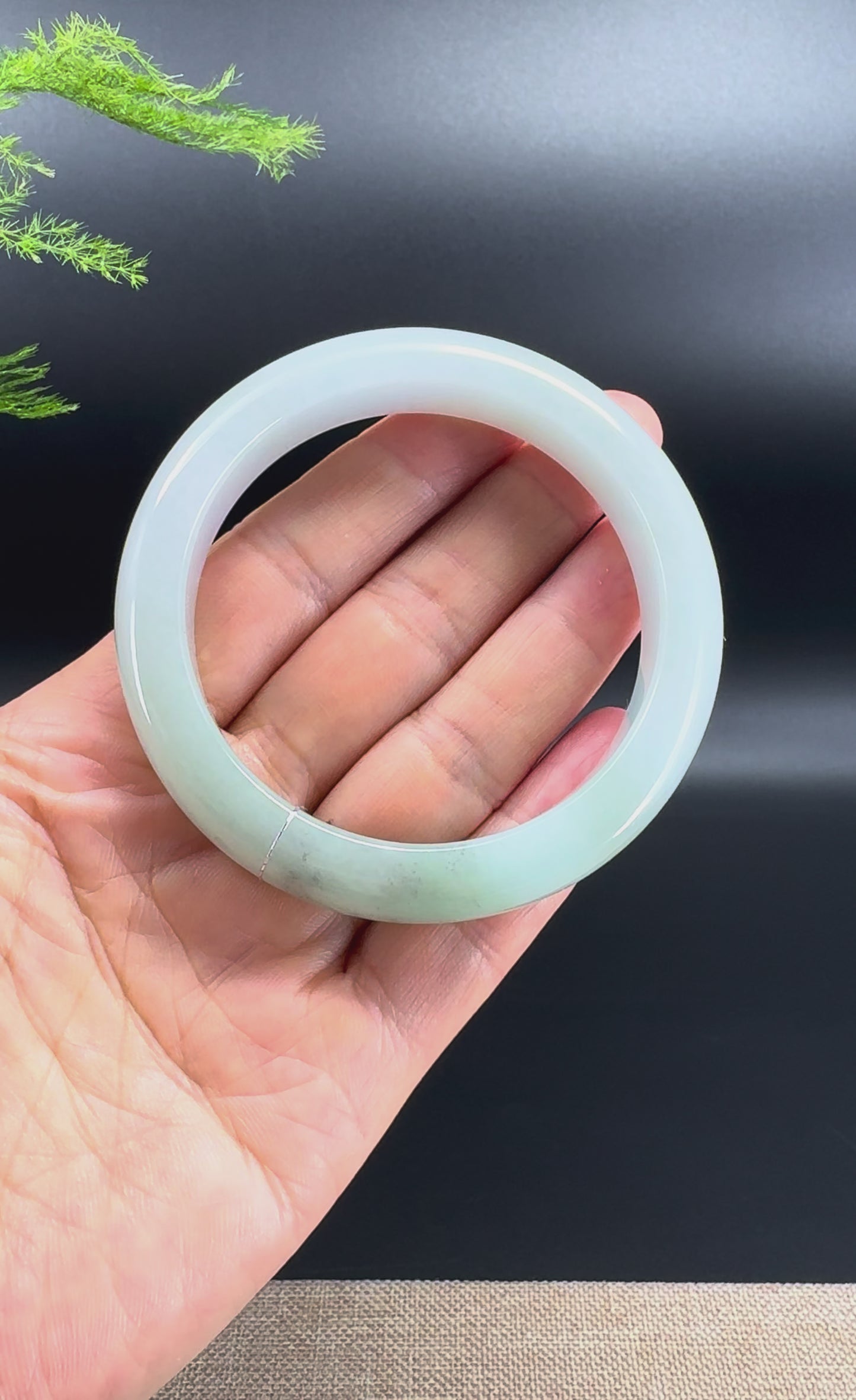 Load and play video in Gallery viewer, Genuine Burmese Light Wuji Green Jadeite Jade Bangle Bracelet (57.4mm)
