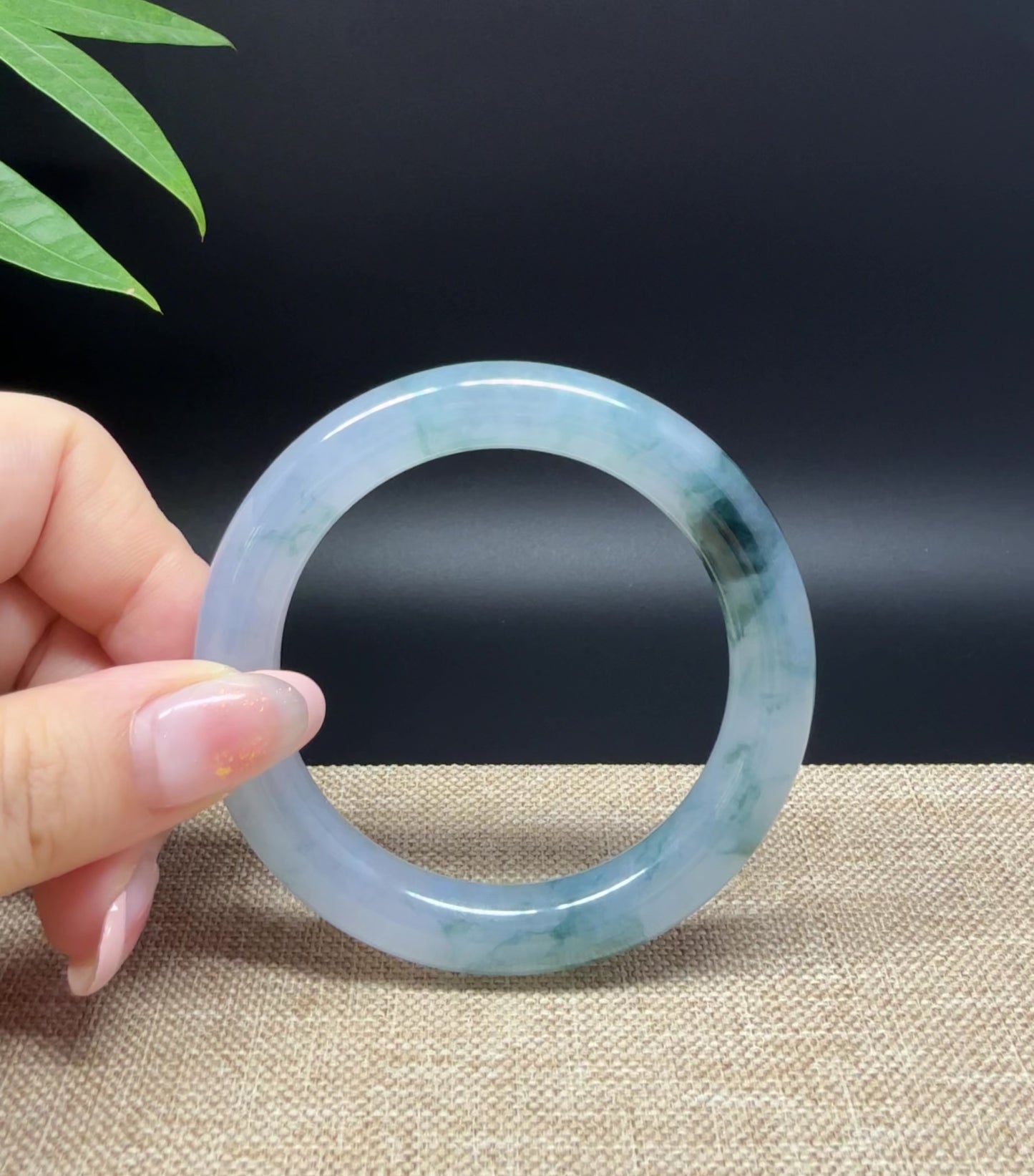 Load and play video in Gallery viewer, High end Genuine Burmese Icy Blue Green Jade Jadeite Bangle Bracelet ( 52.5mm )
