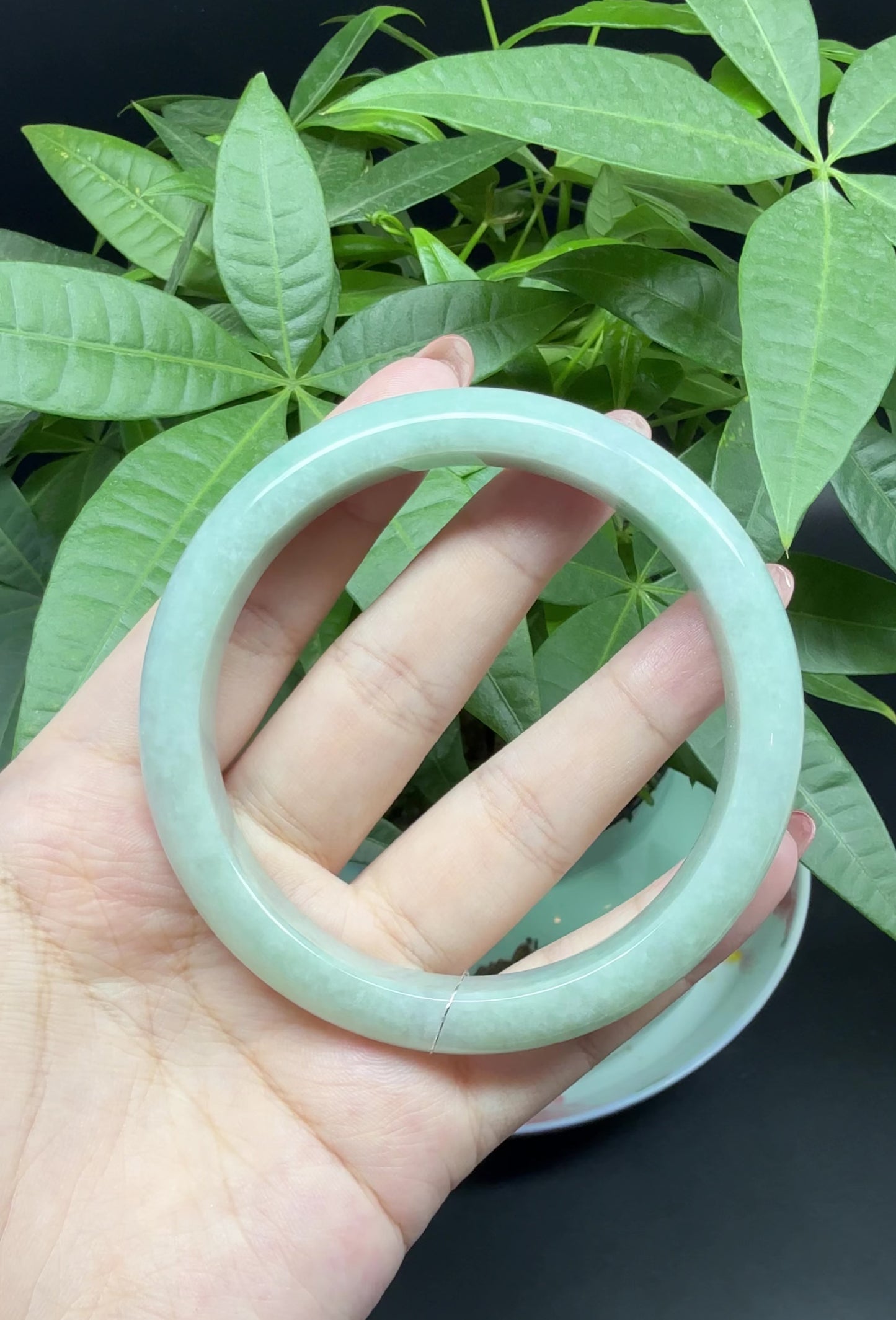 Load and play video in Gallery viewer, Genuine Burmese Green Jade Jadeite Bangle Bracelet ( 66.2mm )
