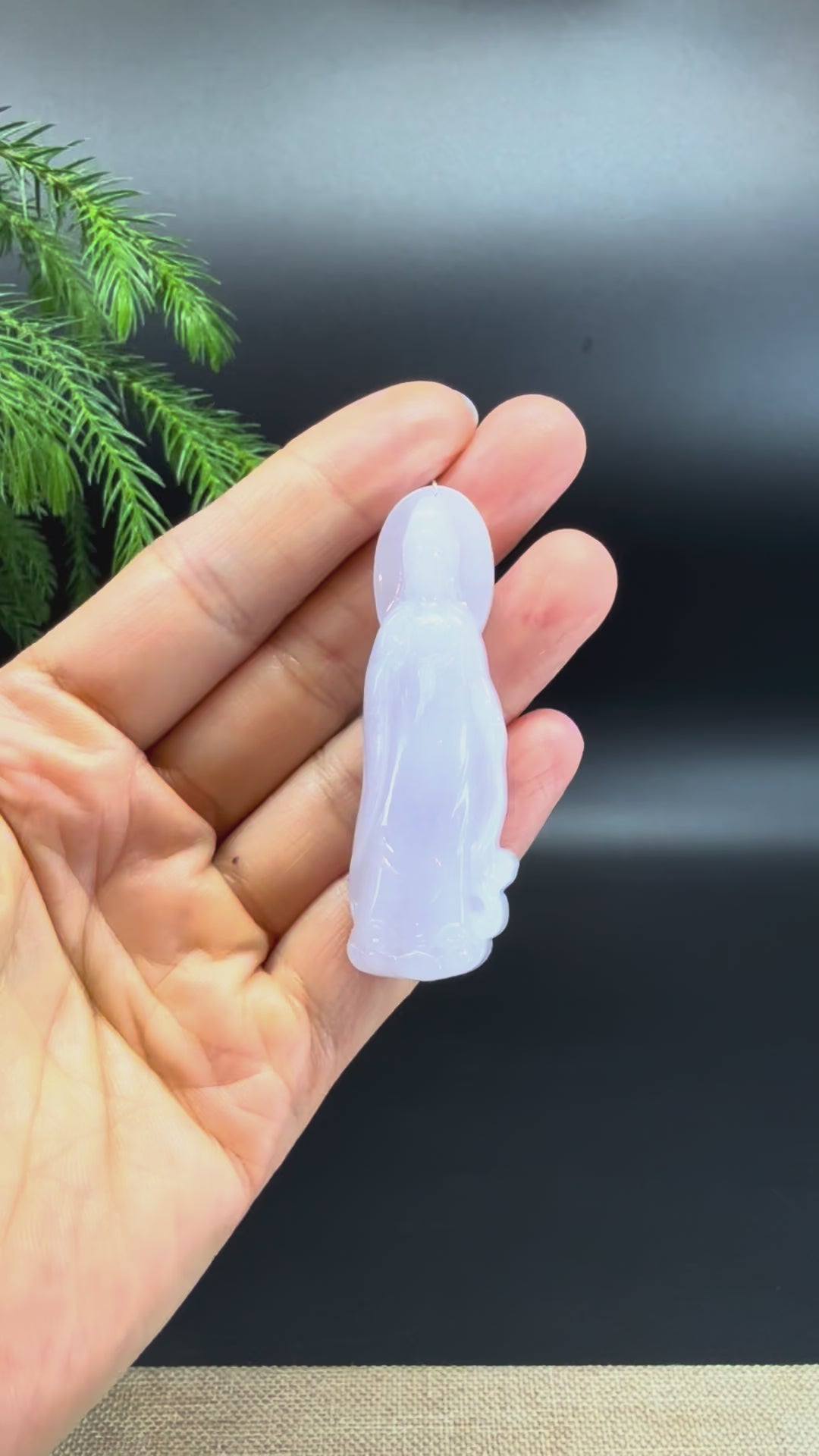 Load and play video in Gallery viewer, RealJade® Co. Genuine Light Lavender Jade Guanyin Pendant Necklace
