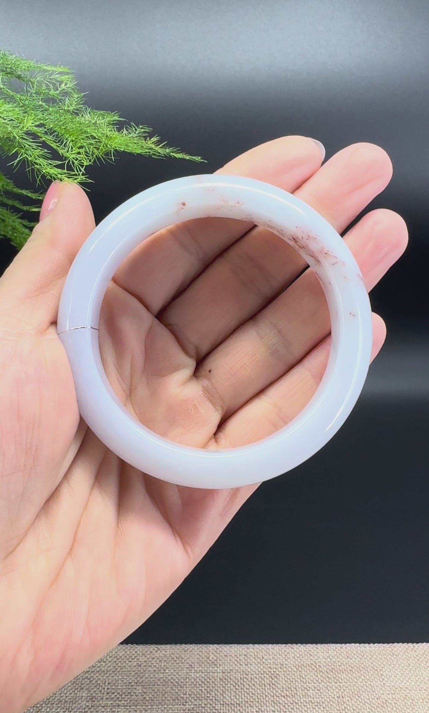 Load and play video in Gallery viewer, Genuine Burmese  Light Lavender Jade Jadeite Bangle Bracelet ( 55.4mm )
