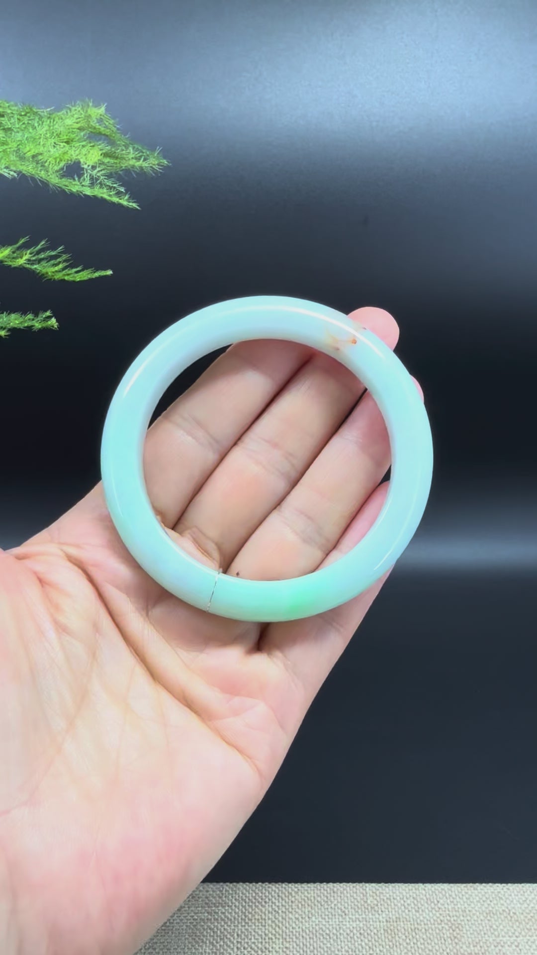 Load and play video in Gallery viewer, Genuine Burmese Icy Green Jade Jadeite Bangle Bracelet ( 55.6mm )
