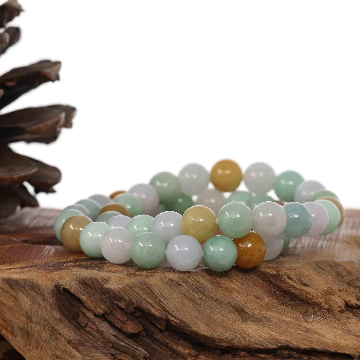 RealJade Co.® jade beads bracelet Genuine Jadeite Jade Round Multiple Colors Beads Bracelet ( 9 mm)